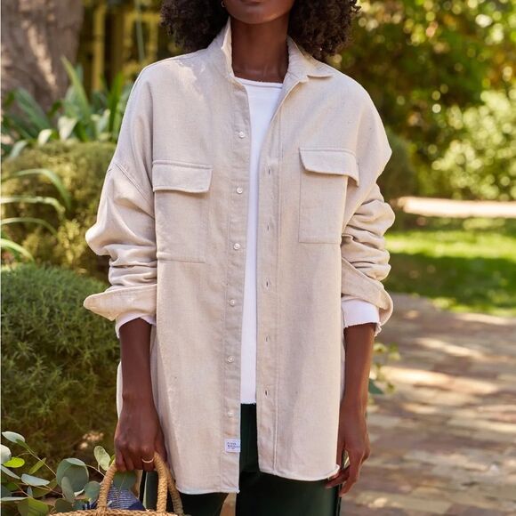 NWT Frank & Eileen McLoghlin Utility Shirt In Natural - Picture 1 of 9